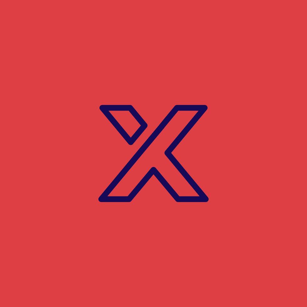 x logo initialen, lijntekeningen overzichtsstijl vector