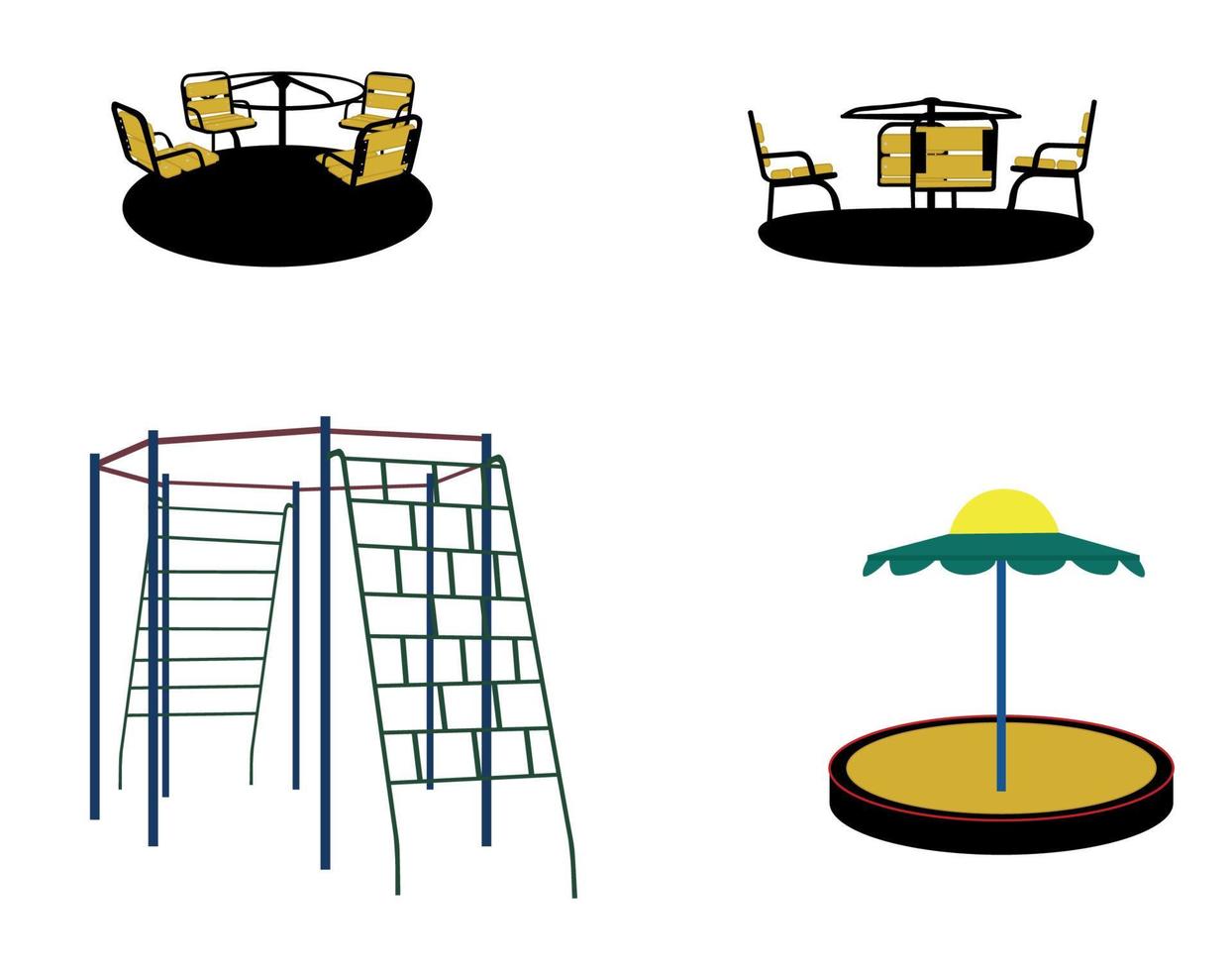 set van silhouet swing zwart op een witte achtergrond. vectorillustratie vector