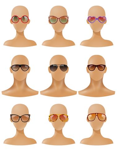 etalagepoppen hoofden weergeven zonnebril realistische set vector