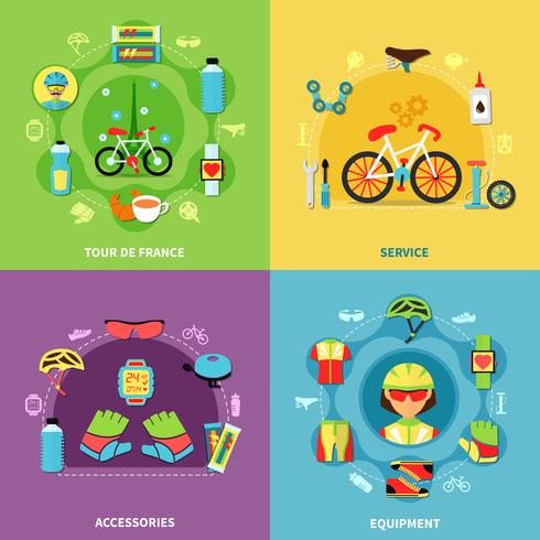 Fiets Concept Icons Set vector