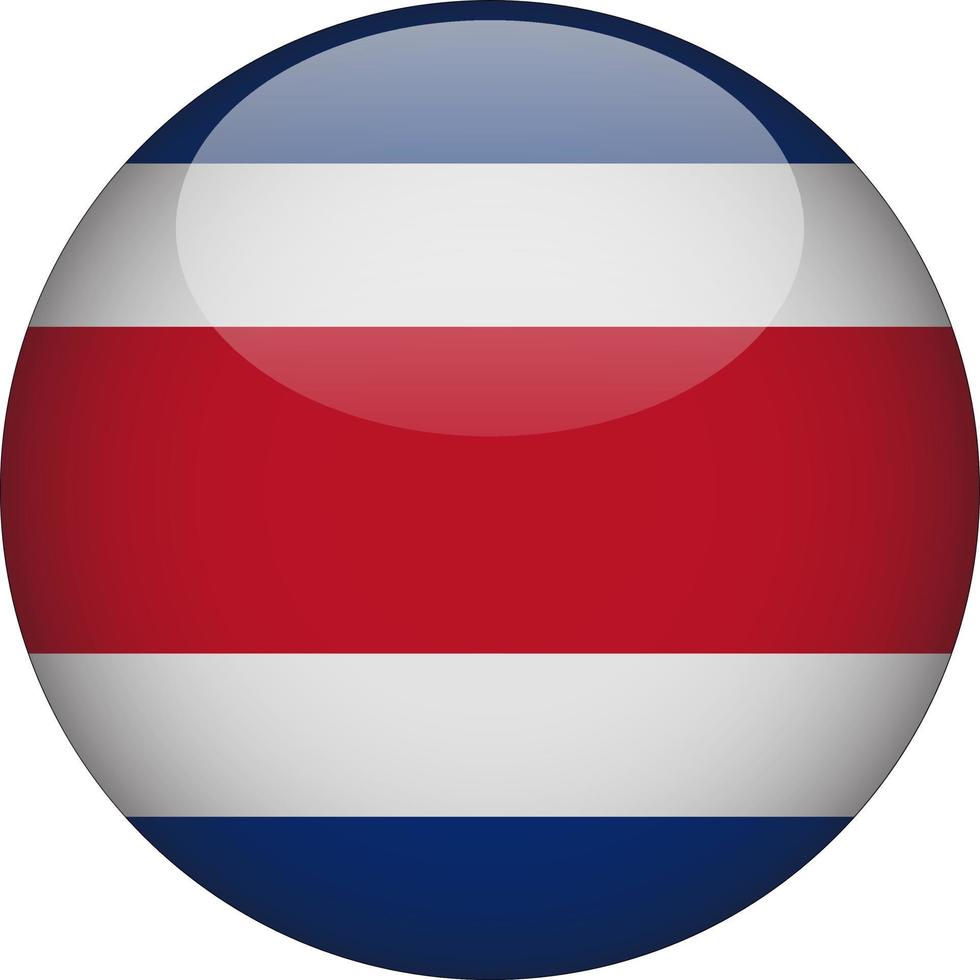 costa rica 3d afgeronde nationale vlag knop pictogram illustratie vector