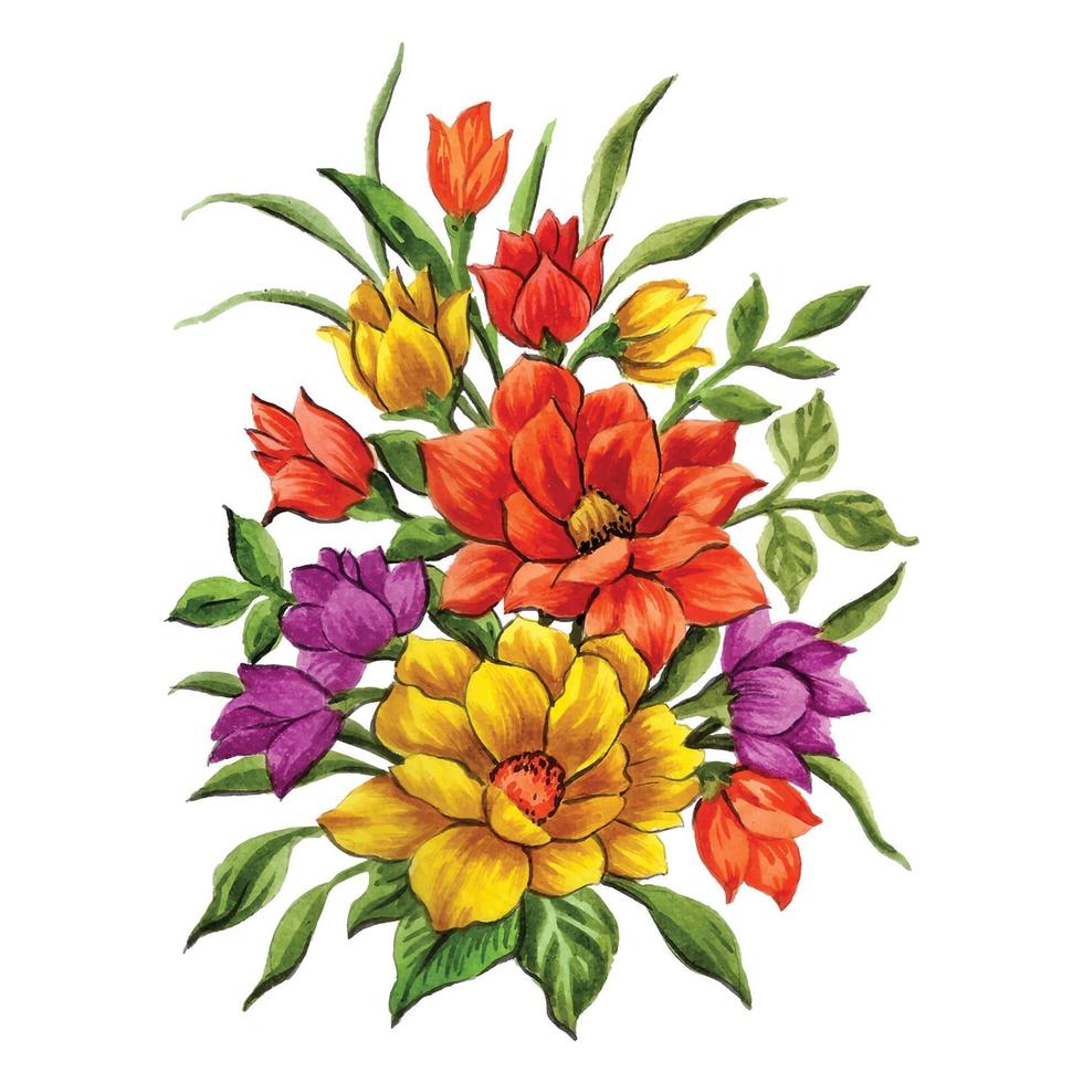 prachtig aquarel boeket bloemen vector