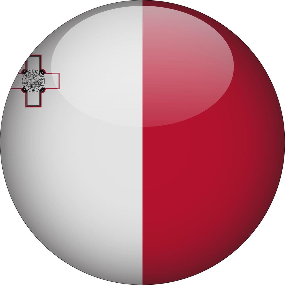 malta 3d afgeronde nationale vlag knop pictogram illustratie vector