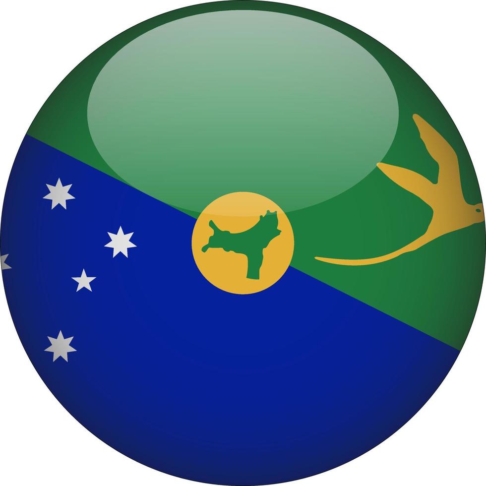 kerst eiland 3d afgeronde nationale vlag knop pictogram illustratie vector
