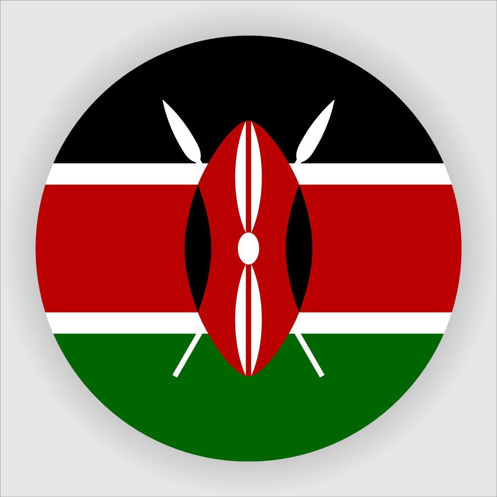 Kenia plat afgeronde nationale vlag pictogram vector
