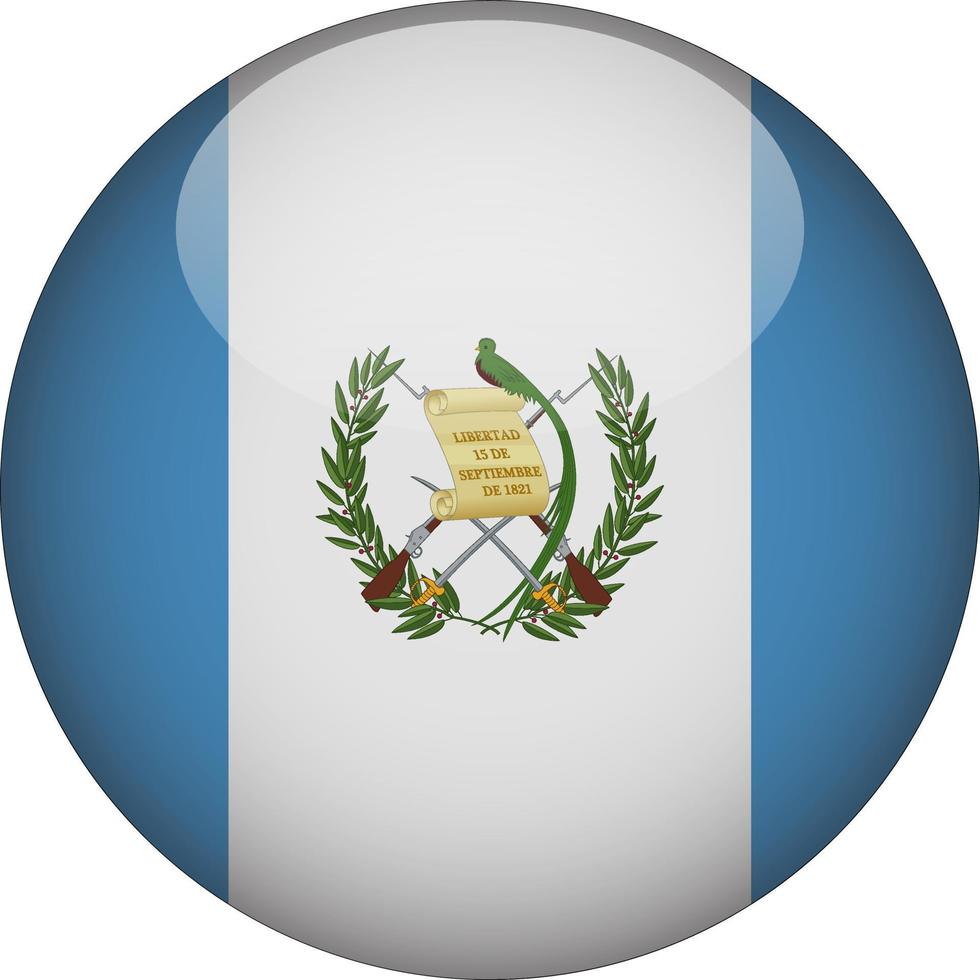 Guatemala 3d afgeronde nationale vlag knop pictogram illustratie vector