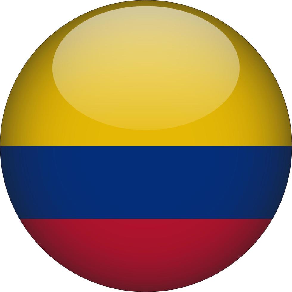 Colombia 3d afgeronde nationale vlag knop pictogram illustratie vector