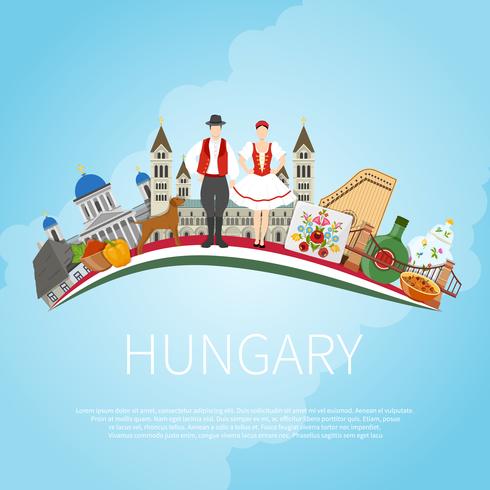 Bezoek Hungary Cloud Concept vector