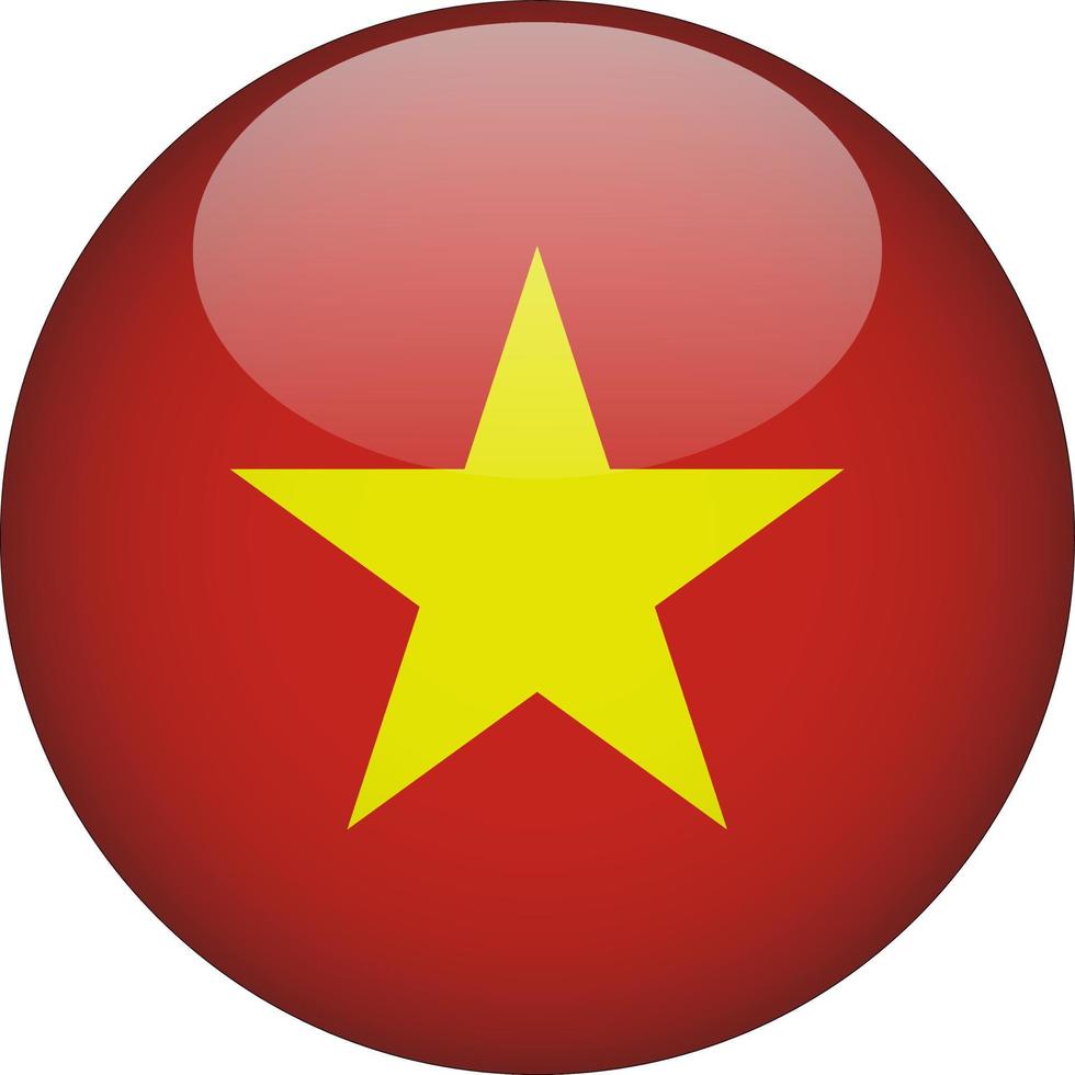vietnam 3d afgeronde nationale vlag knoppictogram vector