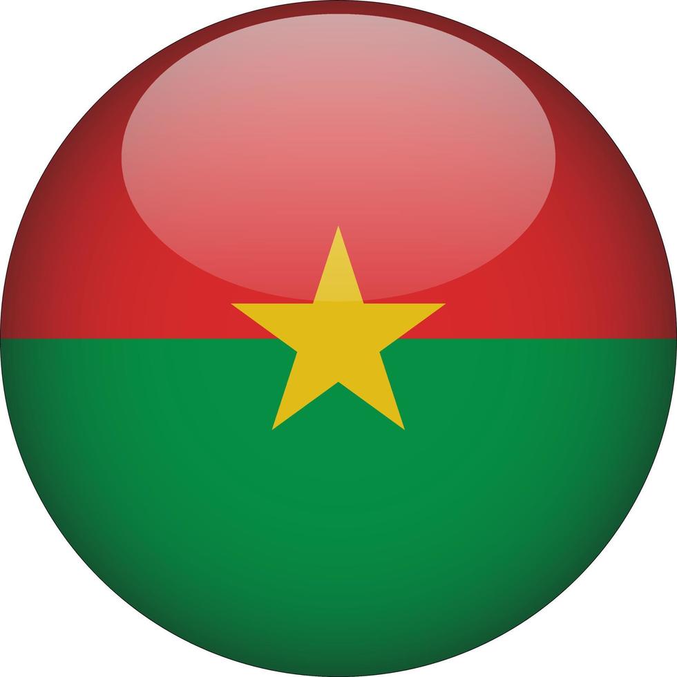 burkina faso 3d afgeronde nationale vlag knop pictogram illustratie vector