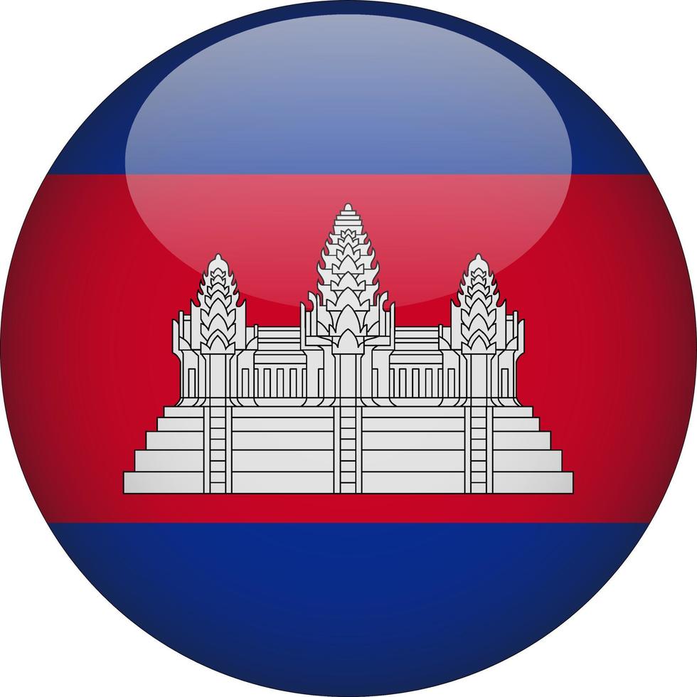Cambodja 3d afgeronde nationale vlag knop pictogram illustratie vector