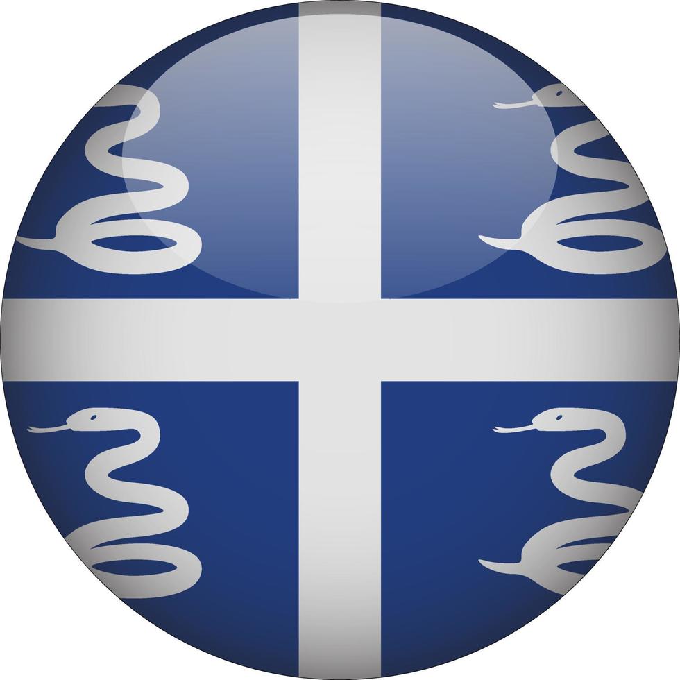 martinique 3d afgeronde nationale vlag knop pictogram illustratie vector