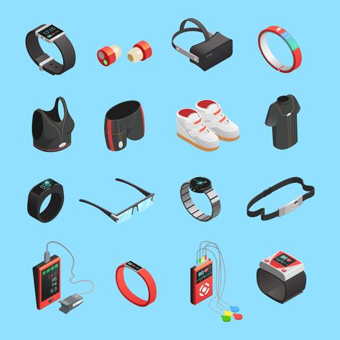 Wearable technologie isometrische Icons Set vector