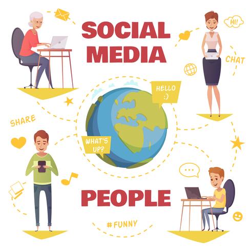 Mensen In Social Media Design Concept vector