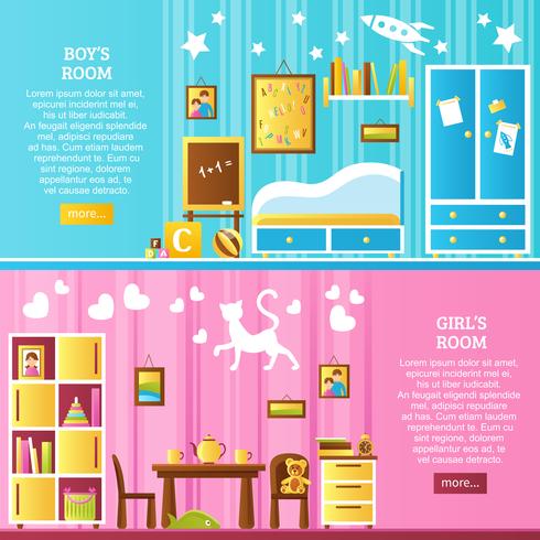 Babykamer interieur horizontale banners vector