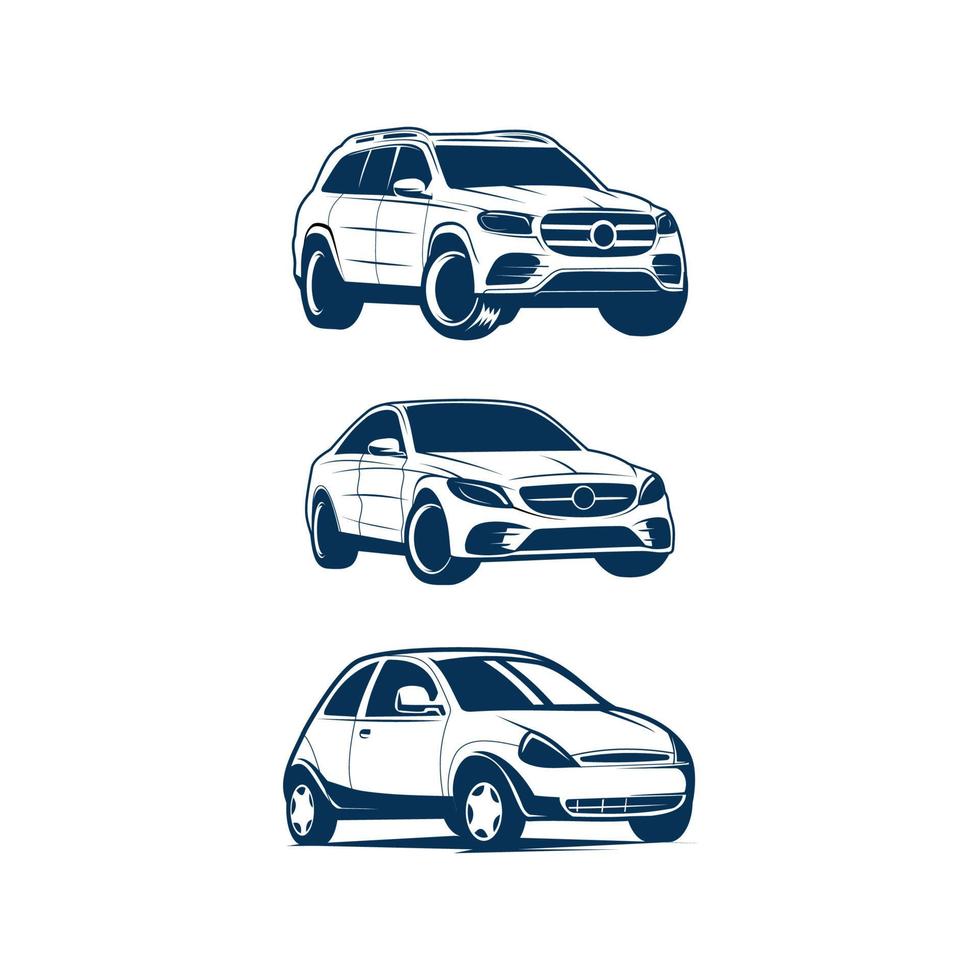 bundel set auto silhouet vector