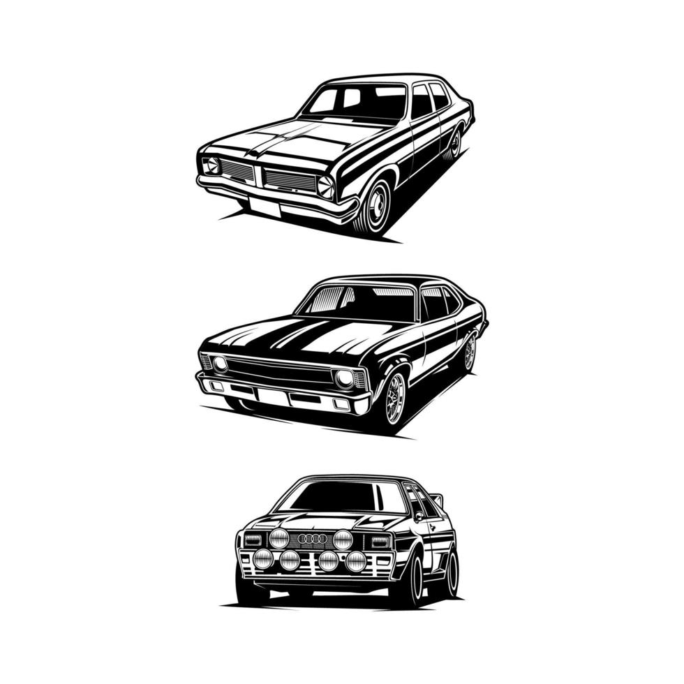 muscle car silhouet vector