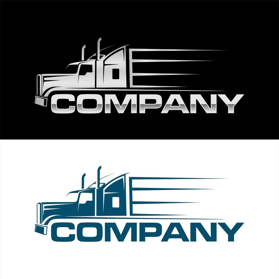 semi vrachtwagen zijaanzicht logo vector