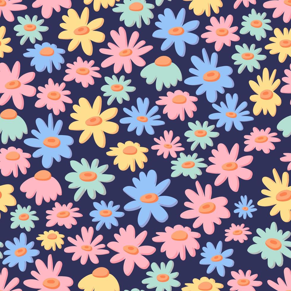 madeliefje kamille vector naadloze patroon. mooie bloemen zomer achtergrond in kleine bloemen. het elegante sjabloon voor modeprints. handgetekende ontwerp voor papier, omslag, stof, interieur.