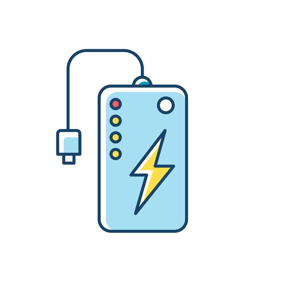 powerbank rgb kleur icoon. powerbank. draagbare batterij. energiebron. zak opladen gadget. draagbare usb-oplader. technologie. mobiel apparaat. geïsoleerde vectorillustratie vector