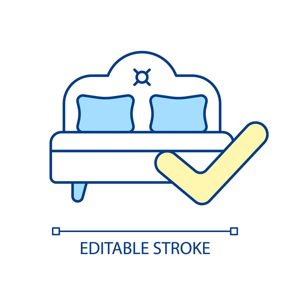 geschikt bed rgb-kleurpictogram. juiste matras voor de gezondheid van de wervelkolom. comfortabel slaapkamermeubilair. tweepersoonsbed. zacht en orthopedisch matras. geïsoleerde vectorillustratie. eenvoudige gevulde lijntekening vector