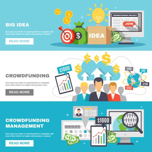 Crowdfunding horizontale banners vector