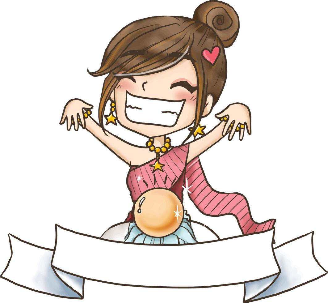 magisch meisje vector cartoon clipart kawaii logo profiel