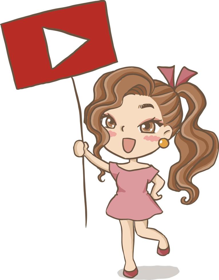 meisje youtuber vector cartoon clipart