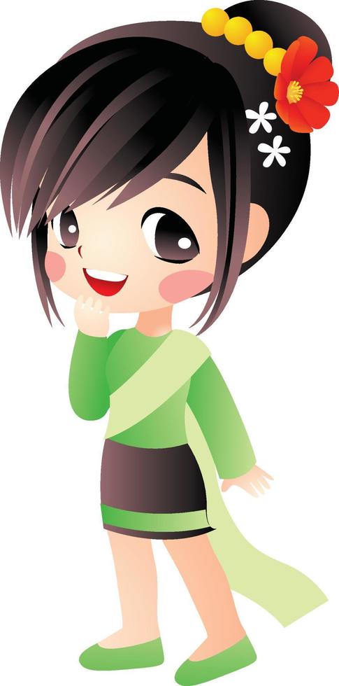 meisje cartoon vector clipart schattig kawaii