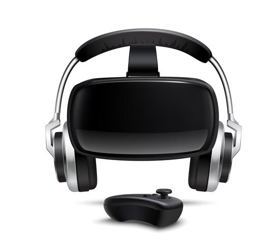 VR Headset Hoofdtelefoon Gamepad Realistisch beeld vector