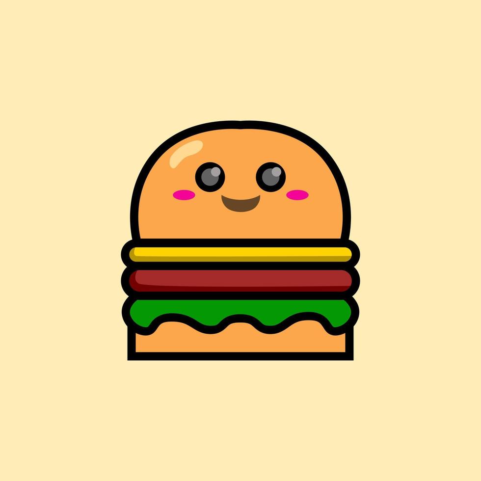 kleurrijke smiley schattig hamburger illustratie ontwerp. vector