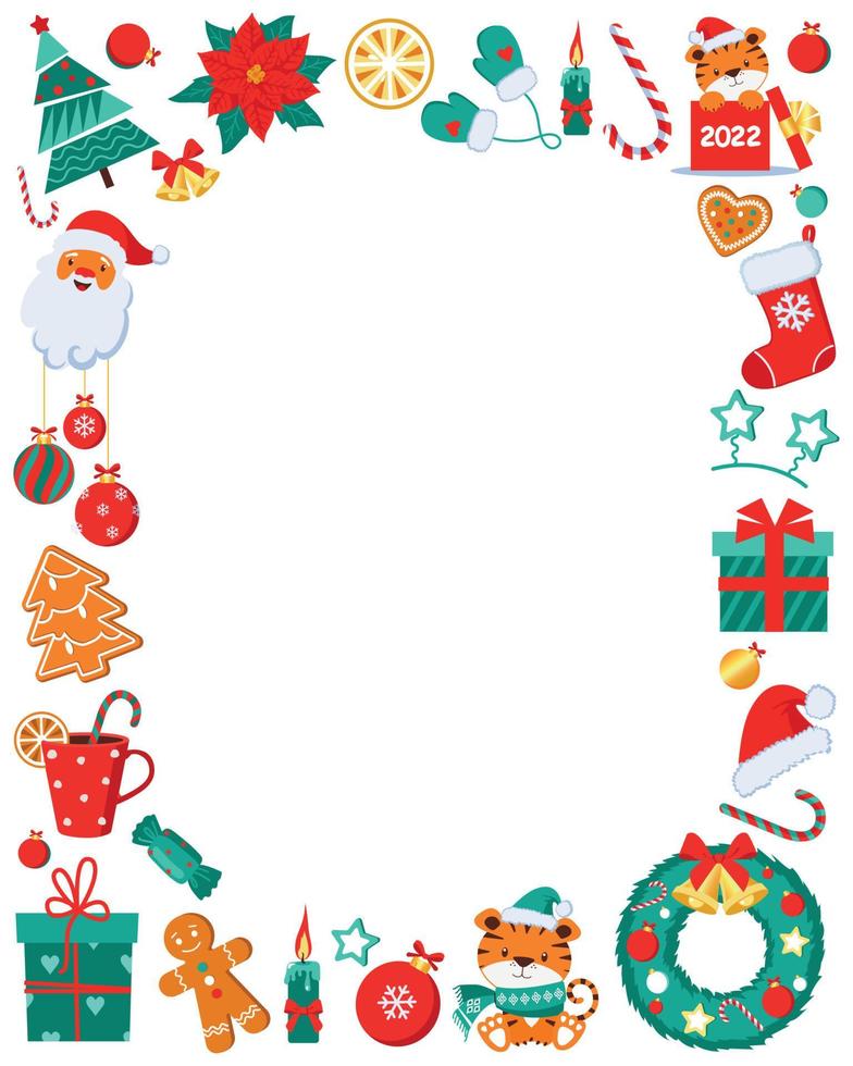 Kerst Decoratief frame op een witte achtergrond. vector