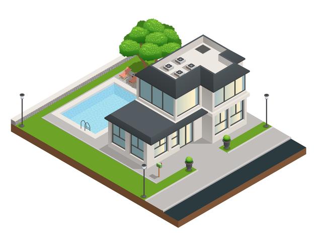 Suburban House isometrische samenstelling vector