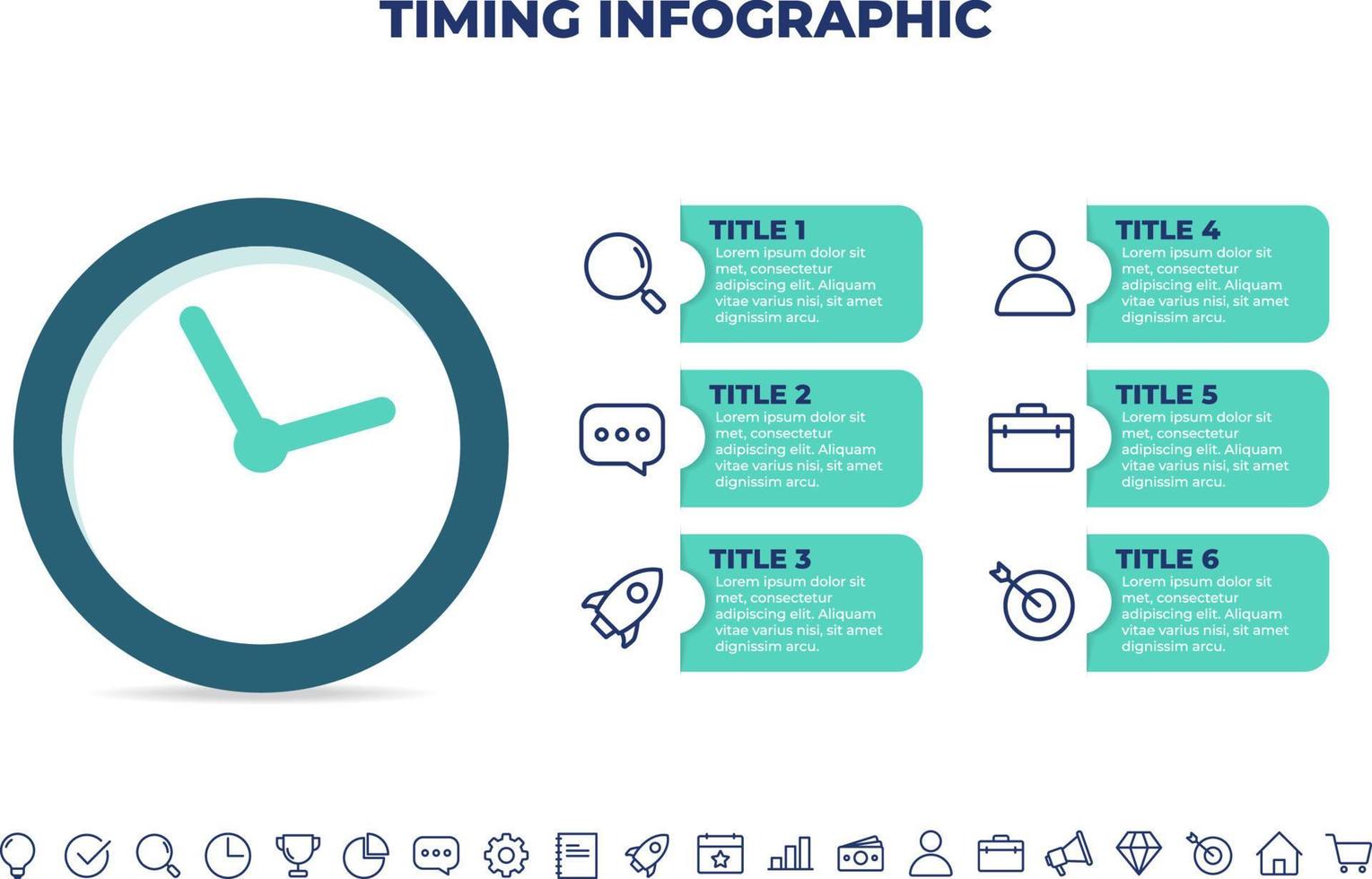 timing infographic ontwerpsjabloon. zakelijke infographic sjabloon voor presentaties, banner, werkstroomlay-out, procesdiagram, stroomschema en hoe het werkt vector