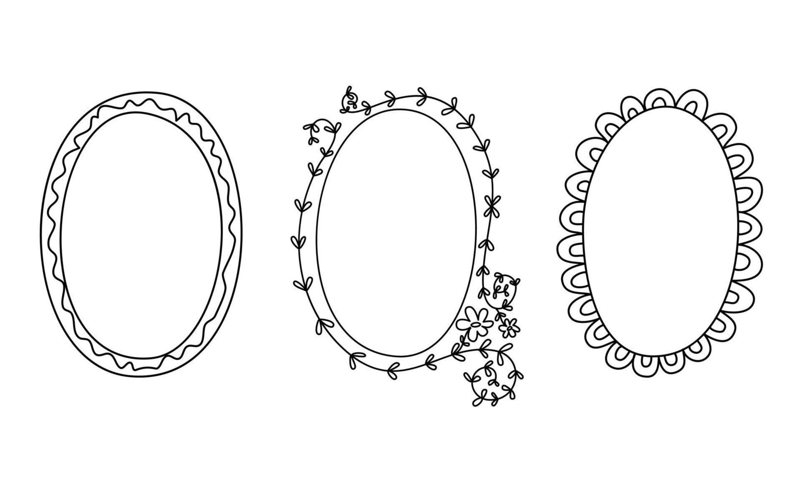 schattige doodle plantframes voor een huwelijksuitnodiging. lijn vector illustraties hand getrokken collectie.