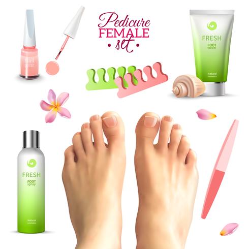 Pedicure vrouwelijke voeten Set vector