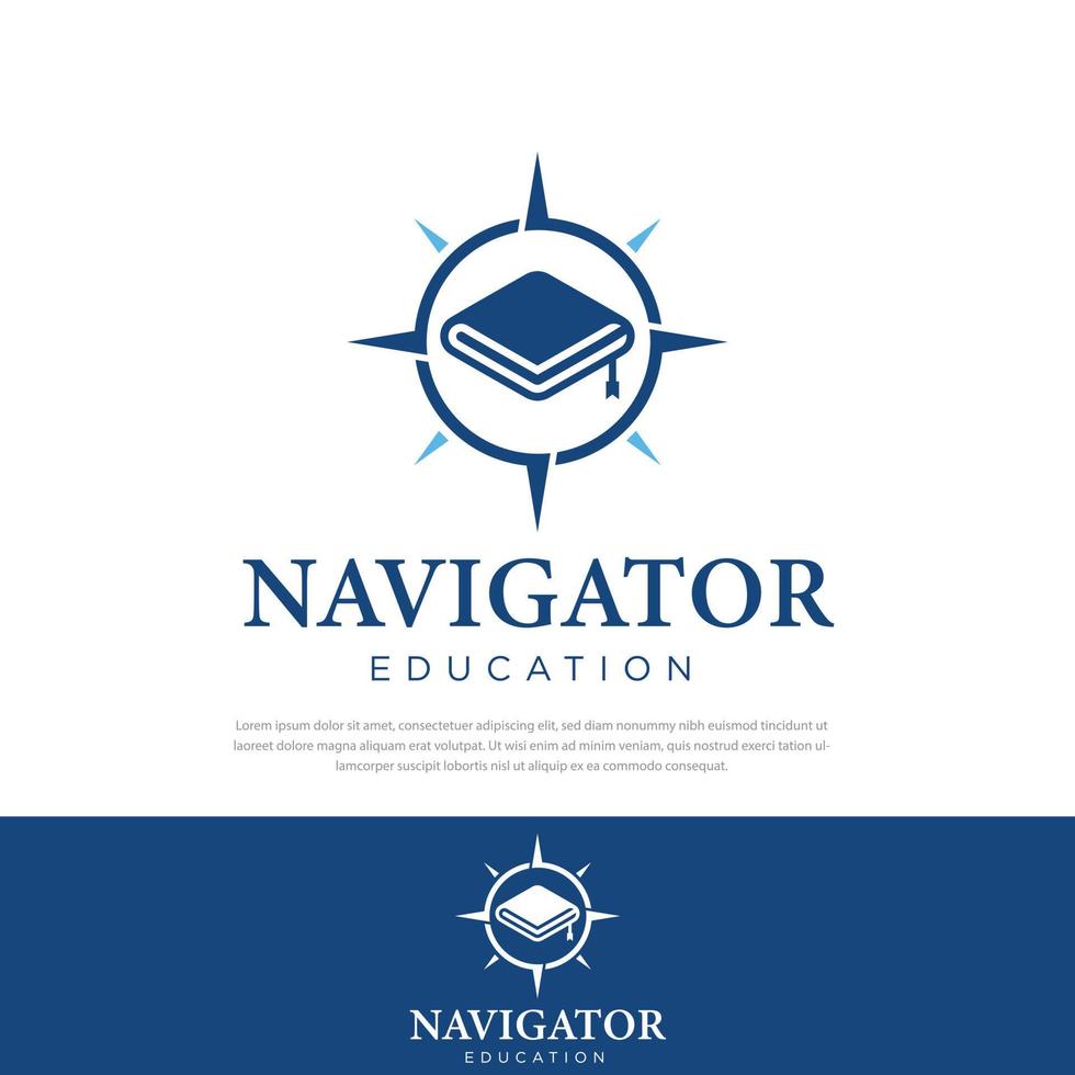 navigator boek kompas ontwerp logo, sjabloon, symbool, pictogram vectorillustratie vector
