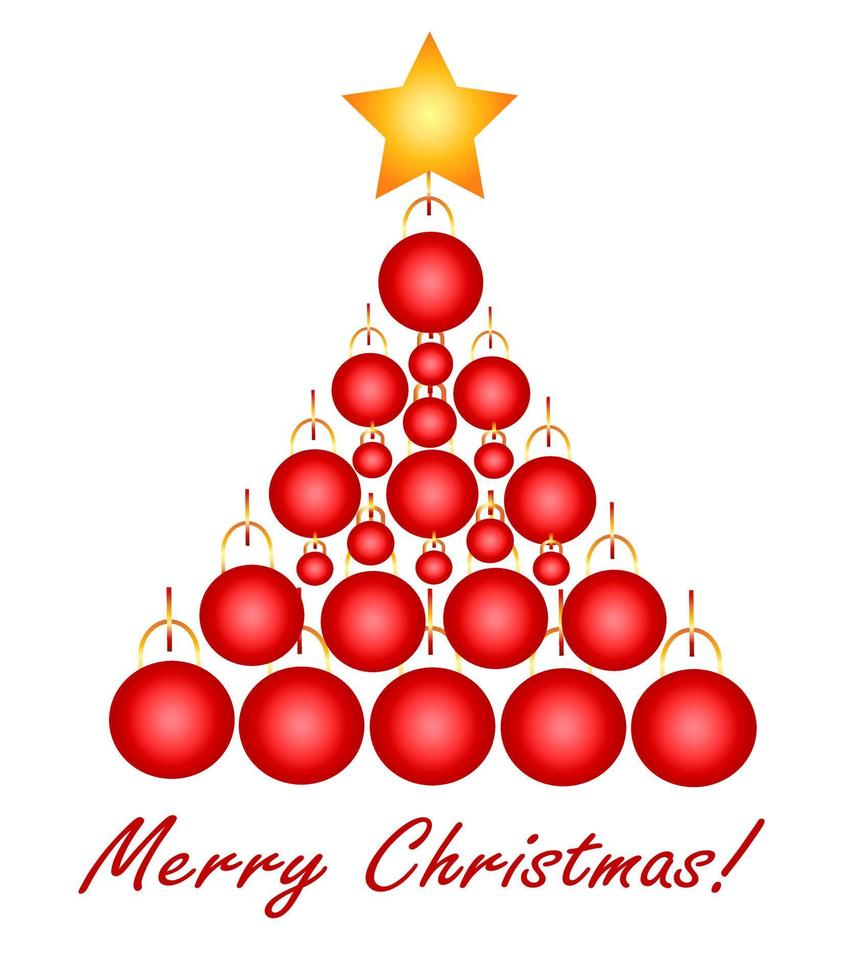 abstracte kerstboom rood speelgoed ballen met een ster vector illustratie vakantie viering decoratie kaartsjabloon