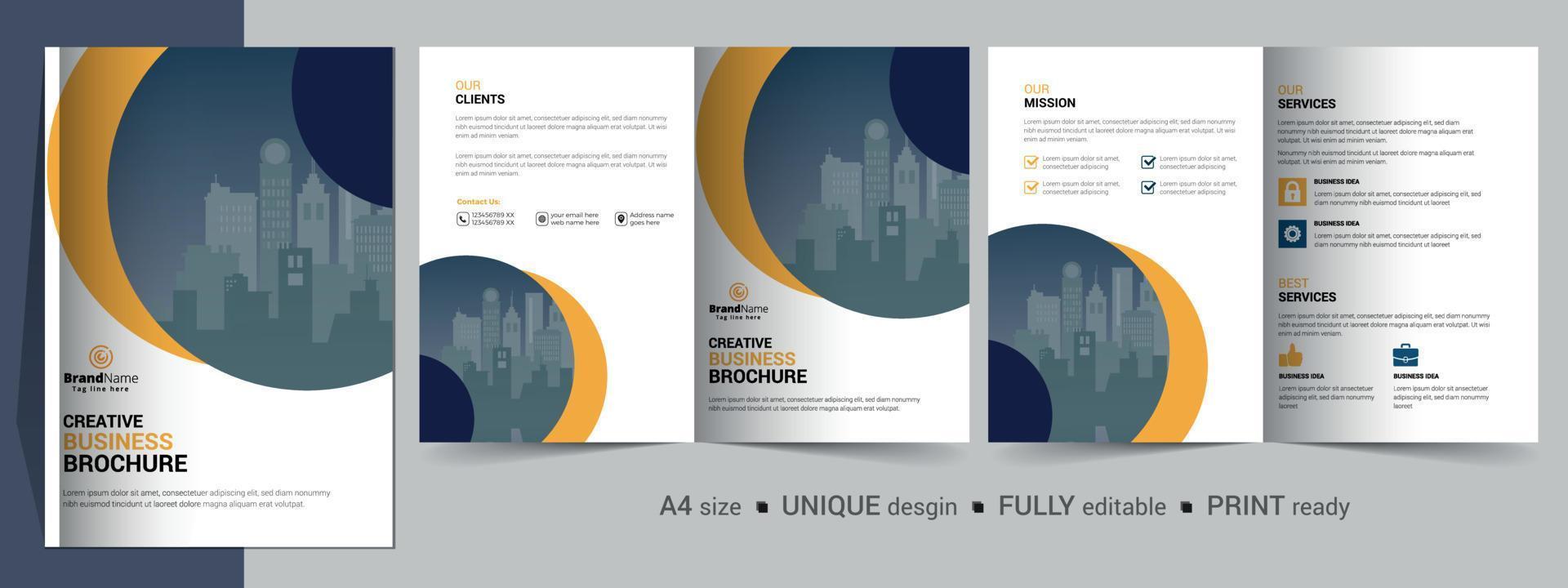 creatieve zakelijke moderne zakelijke tweevoudige brochure sjabloonontwerp. vector