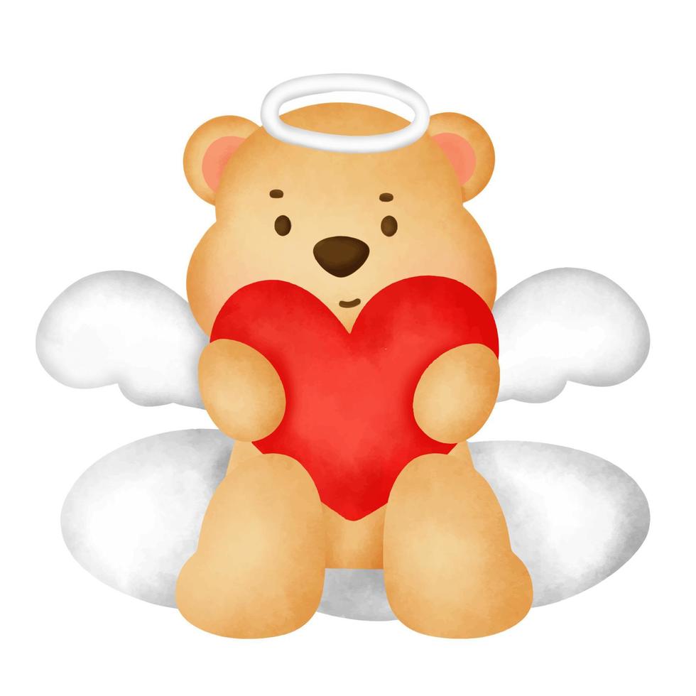 aquarel cupido beer valentijnskaart vector