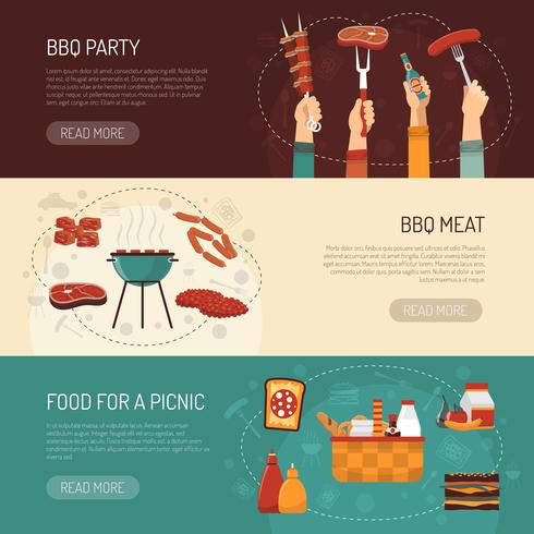 Barbecue partij horizontale banners vector