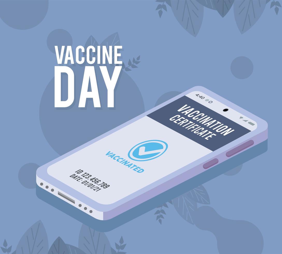 vaccindag en smartphone vector