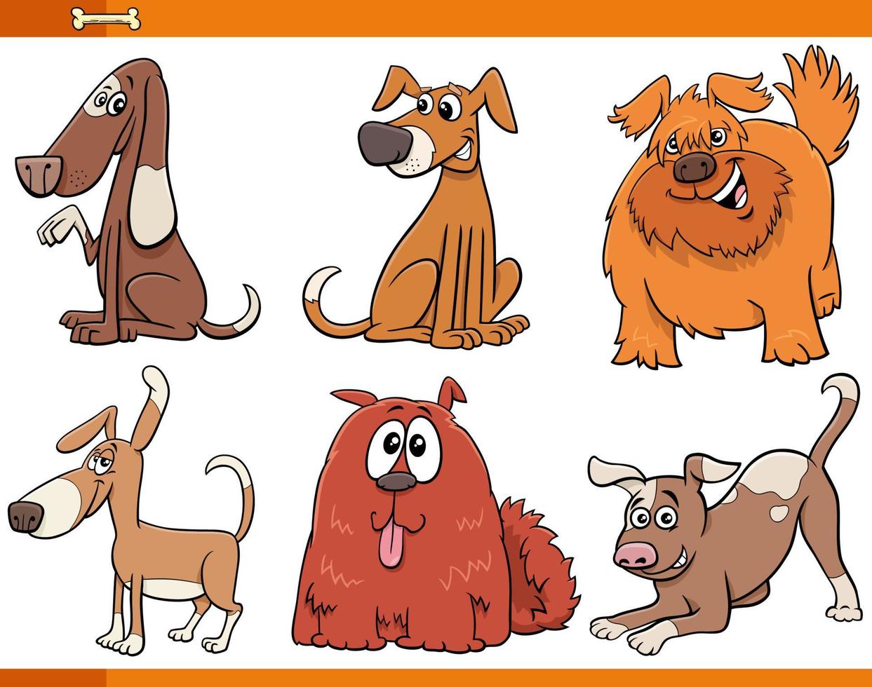 cartoon honden en puppy's dierlijke stripfiguren instellen vector