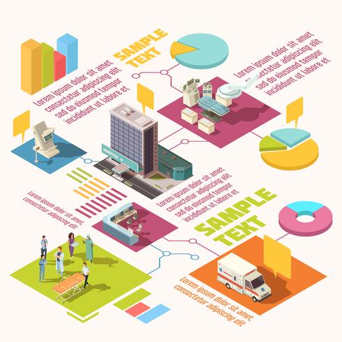 Isometrische ziekenhuis Infographics vector