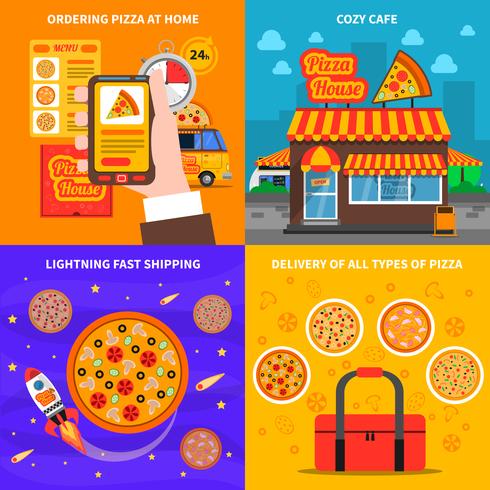 pizza concept set vector