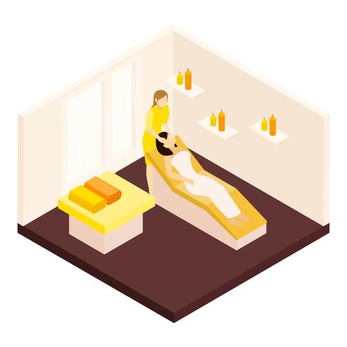 Gezichtsmassage isometrische illustratie vector