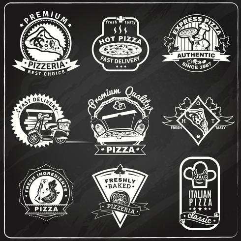 Pizza schoolbord emblemen Set vector