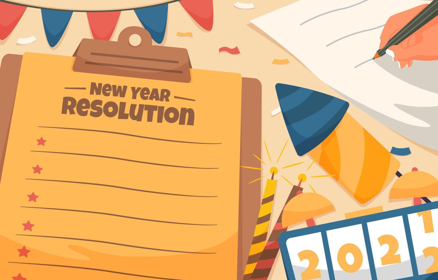 eenvoudige notities met handgeschreven nieuwjaarsresolutie vector