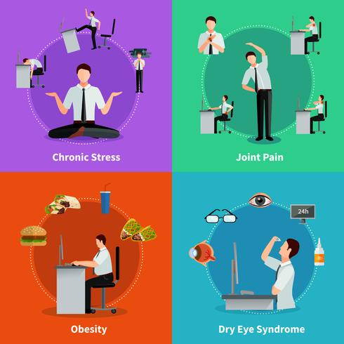 Office Syndrome 2x2 Design Concept vector