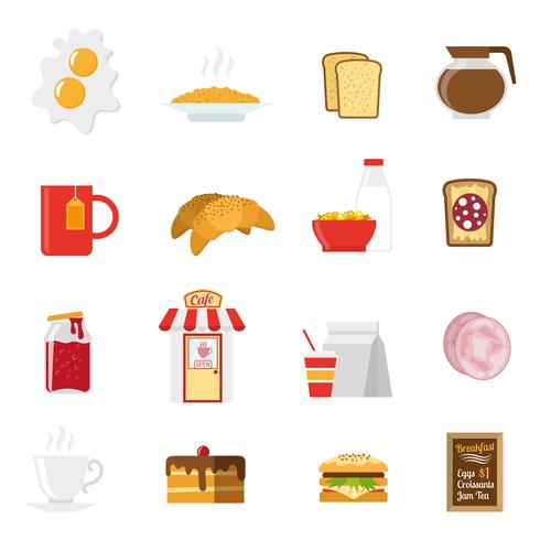 Ontbijt Icons Set vector